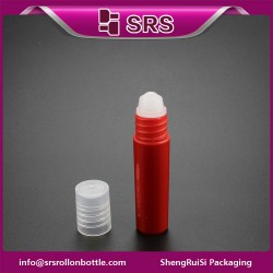 小批量供应5ml红色塑料直圆滚珠瓶 祛痘修复液DIY分装瓶