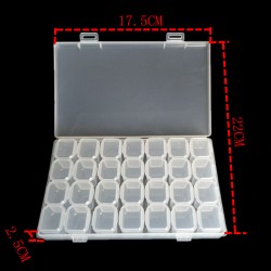 厂家供应28格药盒塑胶药盒一周携式(透明/彩色)美甲盒