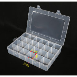 厂家供应活动24格有挂钩工具透明PP收纳塑胶零件塑料元件盒