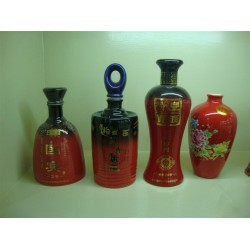 宣城中国红陶瓷酒瓶定做 密封陶瓷储酒器1斤批发