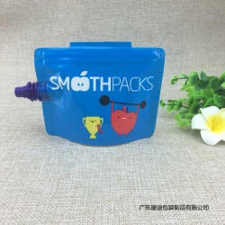 厂家定制儿童饮料吸嘴袋 果汁防咽包装袋 自立自封水果汁异形袋