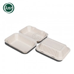 批发外卖食品餐盒 一次性纸浆餐盒环保可降解麦秸秆浆餐盒