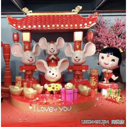 常州春节2020鼠年雕塑 商场招财进宝老鼠摆件