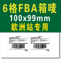 欧洲站6格10*10cm亚马逊FBA外箱物流仓存转运条码标签