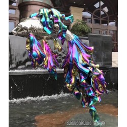 房产景观电镀紫红鱼雕塑 大型不锈钢镜面摆件