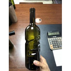 厂家直销高墨绿色750ml上帝之手玻璃葡萄酒瓶