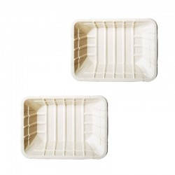 7*5寸甘蔗浆无氟可降解餐具方形餐盘一次性托盘肉托