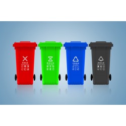 四色分类垃圾桶  加厚120L挂车户外塑料垃圾桶