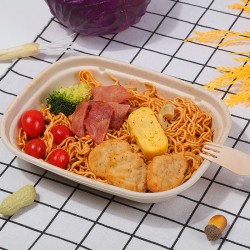 沃森1100mlU型沙拉盒甘蔗材质环保餐盒一次性可降解餐具